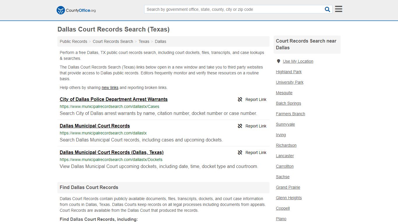 Dallas Court Records Search (Texas) - County Office